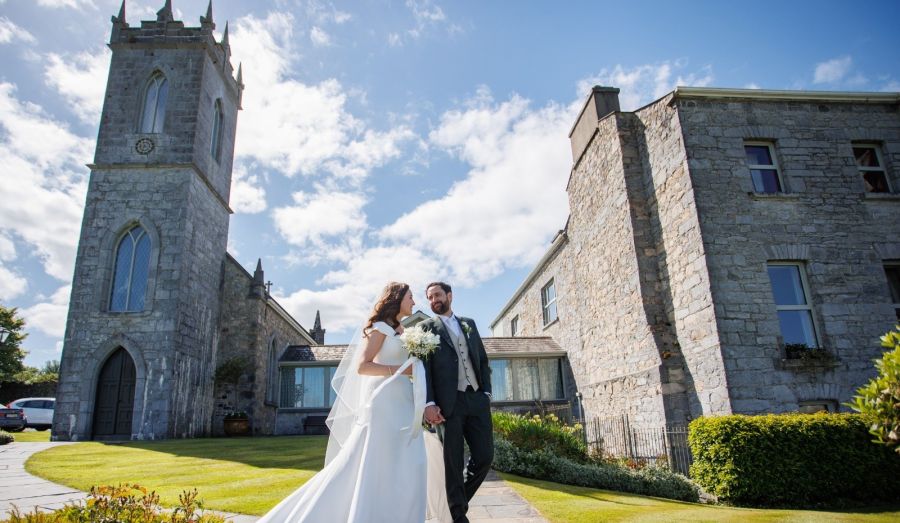 Bride & Groom Outside the Abbey