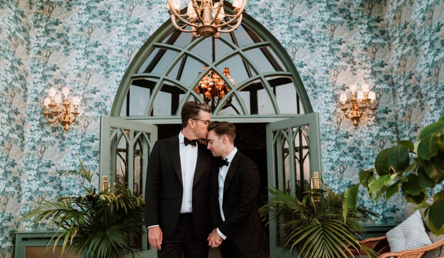 Two Grooms in The Tapestry Room
