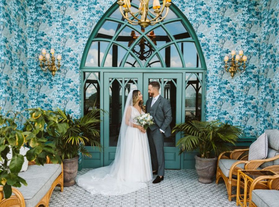 Bride & Groom in the Tapestry Room